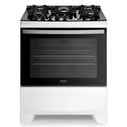 Fogão de Piso 5 Bocas Dako Supreme Glass com Mesa de Vidro Temperado Branco