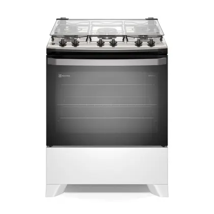 Fogão de Piso 5 Bocas Electrolux Efficient com Mesa Inox, PerfectCook e VaporBake Branco FE5IB