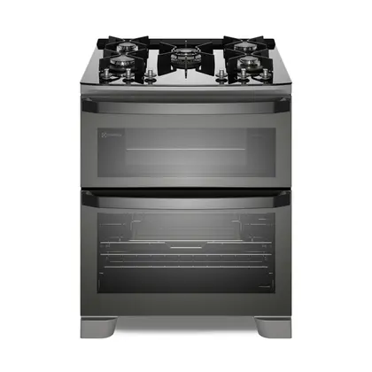 Fogão de Piso 5 Bocas Electrolux Expert com Função Air Fryer, 2 Fornos, Grill e Timer Cinza FE5AD