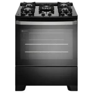 Fogão de Piso 5 Bocas Electrolux Efficient com Mesa de Vidro Inox/Preto FE5GB Fogão de Piso 5 Bocas Electrolux Efficient com Mesa de Vidro Inox/Preto FE5GB