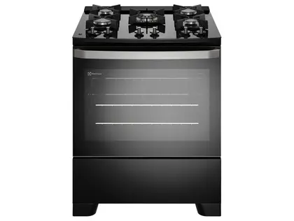 Fogão de Piso 5 Bocas Electrolux Efficient com Mesa de Vidro Inox/Preto FE5GB
