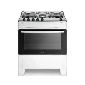 Fogão de Piso 5 Bocas Atlas Mônaco Top com Mesa de Inox Branco Bivolt Fogão de Piso 5 Bocas Atlas Mônaco Top com Mesa de Inox Branco Bivolt