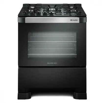 Fogão de Piso 5 Bocas Mueller Decorato Vetro Preto Bivolt