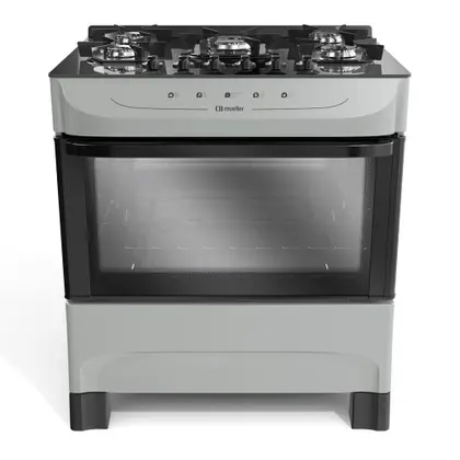 Fogão de Piso 5 Bocas Mueller Titânio com Mesa de Vidro