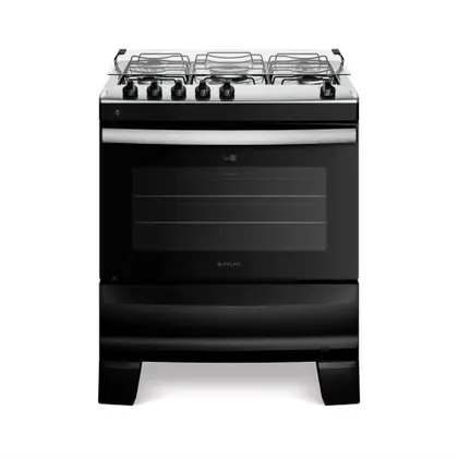 Fogão de Piso 5 Bocas Atlas Agile Up com Mesa Inox Preto Bivolt