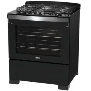 Fogão de Piso 5 Bocas Dako Diplomata com Mesa de Vidro e Tripla Chama Preto