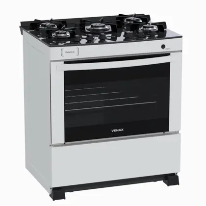Fogão de Piso 5 Bocas Venax Delplus Vitreo BL Branco Gás GLP