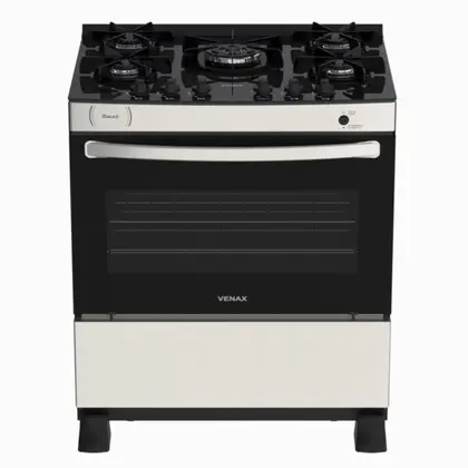 Fogão de Piso 5 Bocas Venax Gaudi Vitreo Inox Gás GLP