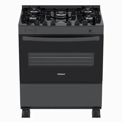 Fogão de Piso 5 Bocas Venax Picasso Vitreo Grafite Gás GLP