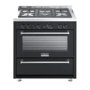 Fogão de Piso 5 Bocas Venax Temis a Gás com Mesa de Inox Preto 127V Fogão de Piso 5 Bocas Venax Temis a Gás com Mesa de Inox Preto 127V