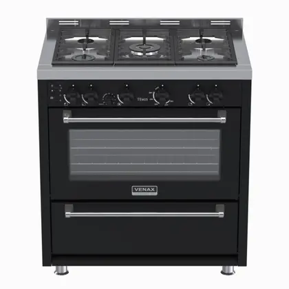 Fogão de Piso 5 Bocas Venax Temis Preto Gás GLP