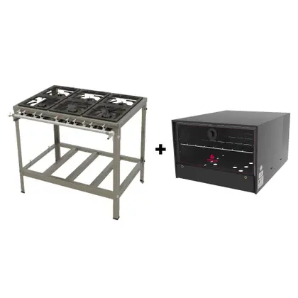 Fogão Industrial 6 Bocas Progás 3 Duplas a Gás com Forno Baixa Pressão PMSD 603F