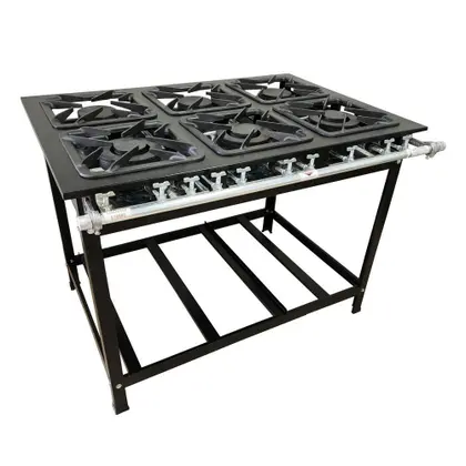 Fogão Industrial 6 Bocas Cefaz Gold 40×40 a Gás GLP Baixa Pressão com Pé Perfil 10cm CFZG-166