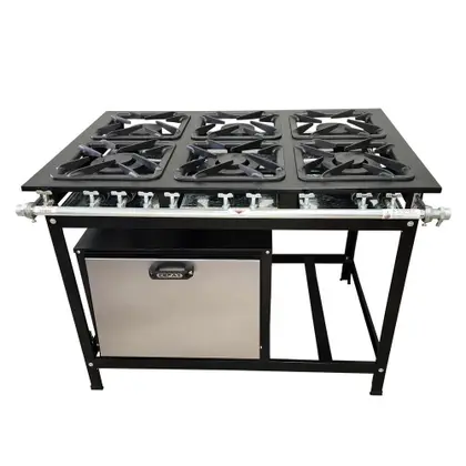 Fogão Industrial 6 Bocas Cefaz Linha Gold com Forno Baixa Pressão CFZG-135