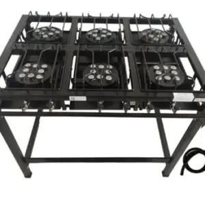 Fogão Industrial 6 Bocas JBC Eletro Caulim Alta Pressão com Pés de Borracha, Mangueira e Registro Fogão Industrial 6 Bocas JBC Eletro Caulim Alta Pressão com Pés de Borracha, Mangueira e Registro