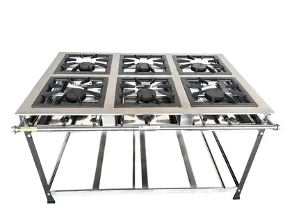 Fogão Industrial 6 Bocas MR.Fogões Tradicional 30x30cm P7 Inox Light a Gás Alta Pressão 610100