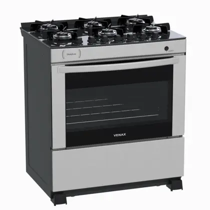 Fogão de Piso 6 Bocas Venax Delplus Vitreo BL Inox a Gás GLP