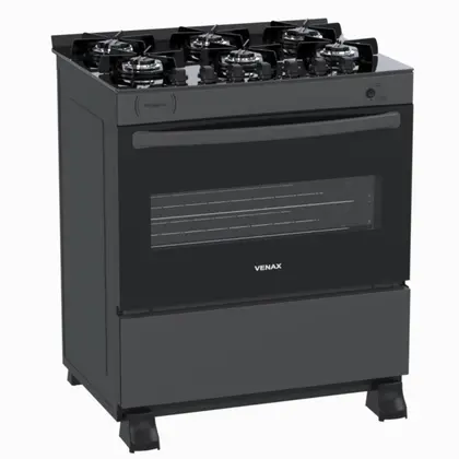 Fogão de Piso 6 Bocas Venax Picasso Vitreo Grafite a Gás GLP