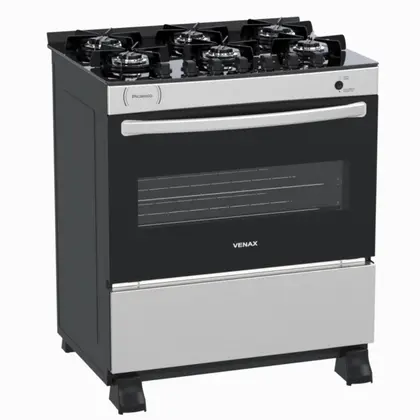Fogão de Piso 6 Bocas Venax Picasso Vitreo Inox a Gás GLP