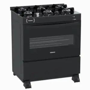 Fogão de Piso 6 Bocas Venax Picasso Vitreo Preto Fosco a Gás GLP Fogão de Piso 6 Bocas Venax Picasso Vitreo Preto Fosco a Gás GLP