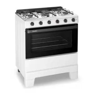 Fogão de Piso 5 Bocas Esmaltec Ideal Pop com Mesa Inox Branco a Gás F5ISB Fogão de Piso 5 Bocas Esmaltec Ideal Pop com Mesa Inox Branco a Gás F5ISB