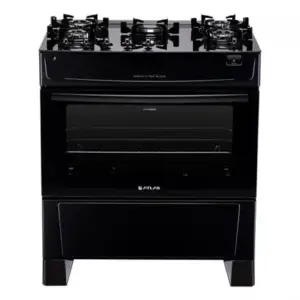 Fogão de Piso 5 Bocas Atlas Mônaco Top Glass a Gás Preto Bivolt Fogão de Piso 5 Bocas Atlas Mônaco Top Glass a Gás Preto Bivolt