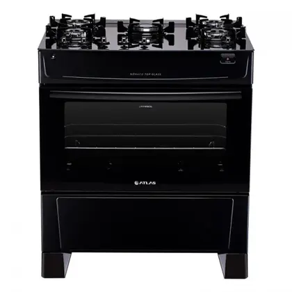 Fogão de Piso 5 Bocas Atlas Mônaco Top Glass a Gás Preto Bivolt