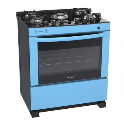 Fogão de Piso 5 Bocas Venax Delplus Vitreo BL a Gás Azul