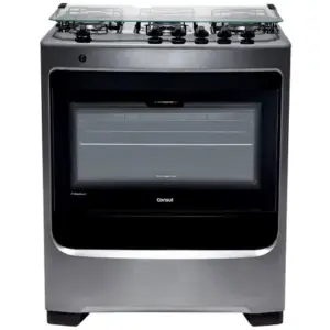 Fogão de Piso 5 Bocas Consul com Acendimento Automático a Gás Inox Bivolt CFS5NAR Fogão de Piso 5 Bocas Consul com Acendimento Automático a Gás Inox Bivolt CFS5NAR