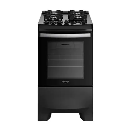 Fogão de Piso 4 Bocas Dako Supreme Glass Sem Tampa Mesa de Vidro Cor Preto