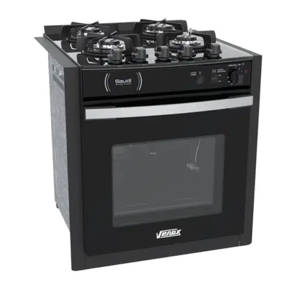 Fogão de Embutir 4 Bocas Venax Gaudi Platinum Vitreo Cor Preto