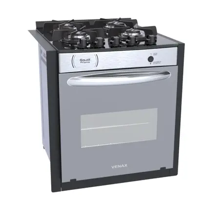 Fogão de Embutir 4 Bocas Venax Gaudi Prisma Vitreo EL Cor Inox