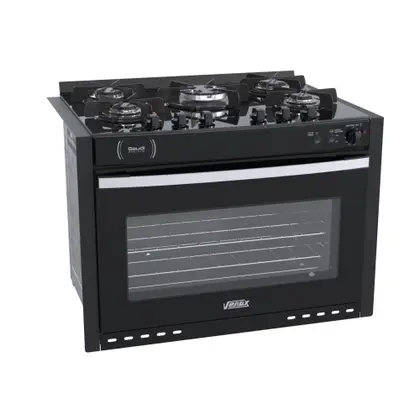 Fogão de Embutir 5 Bocas Venax Gaudi Platinum Vitreo a Gás Preto