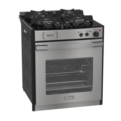 Fogão de Embutir 4 Bocas Venax Gaudi Platinum Vitreo Cor Inox Gás GLP
