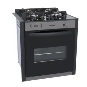 Fogão de Embutir 4 Bocas Venax Gaudi Prisma Vitreo Cor Grafite