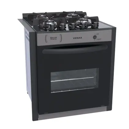 Fogão de Embutir 4 Bocas Venax Gaudi Prisma Vitreo Cor Grafite