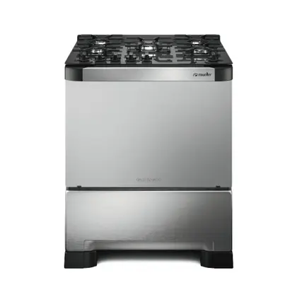 Fogão de Piso 5 Bocas Mueller Decorato Vetro G3 a Gás com Mesa de Vidro