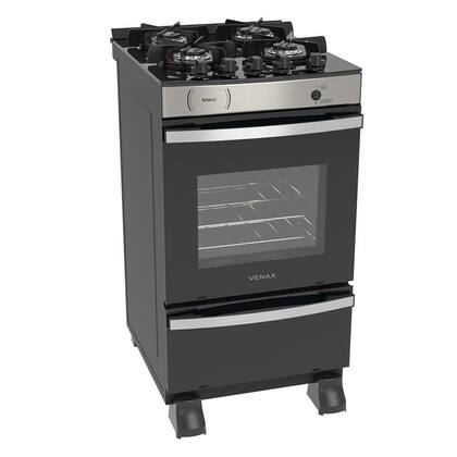 Fogão de Piso 4 Bocas Venax Maxi Vitreo Cor Inox Gás GLP