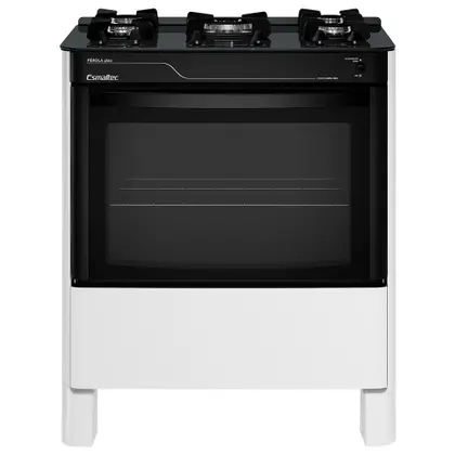 Fogão de Piso 5 Bocas Esmaltec Pérola Glass a Gás com Mesa de Vidro Limpa Fácil e Acendimento Automático Branco