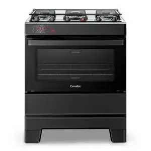 Fogão de Piso 5 Bocas Esmaltec Ideal Top a Gás com Mesa Inox, Super Chama, Tampa de Vidro, Forno 84L Limpa Fácil e Acendimento Automático Preto Bivolt T5IAP Fogão de Piso 5 Bocas Esmaltec Ideal Top a Gás com Mesa Inox, Super Chama, Tampa de Vidro, Forno 84L Limpa Fácil e Acendimento Automático Preto Bivolt T5IAP