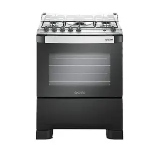 Fogão de Piso 5 Bocas Mueller Decorato a Gás com Mesa de Inox Preto Fosco Bivolt Fogão de Piso 5 Bocas Mueller Decorato a Gás com Mesa de Inox Preto Fosco Bivolt