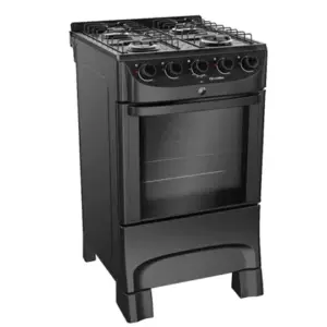 Fogão de Piso 4 Bocas Mueller Mesa Esmaltada Cor Preto Fosco Bivolt MFI4BC