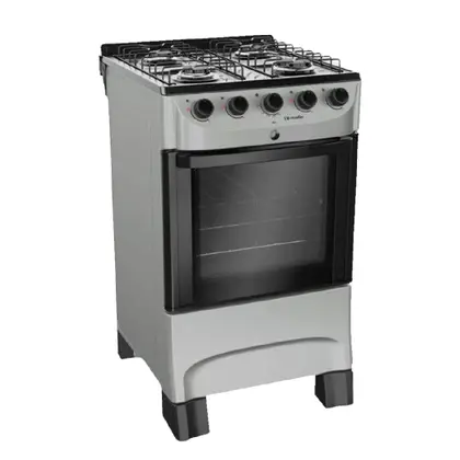 Fogão de Piso 4 Bocas Mueller Mesa Esmaltada Cor Titanium Bivolt MFI4BC