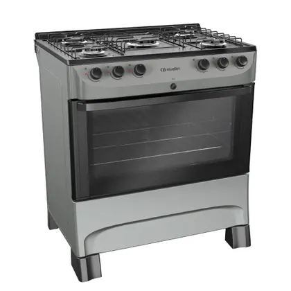 Fogão de Piso 5 Bocas Mueller a Gás com Mesa Esmaltada Titânio Bivolt MFI5BC