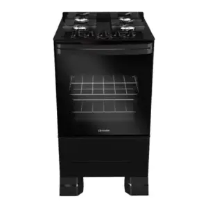 Fogão de Piso 4 Bocas Mueller Mesa de Vidro Cor Preto Fosco Bivolt MFV4BF