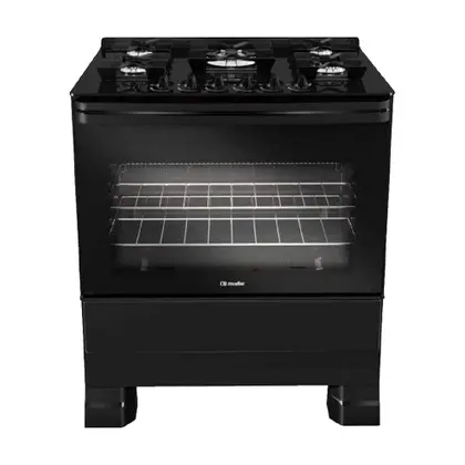 Fogão de Piso 5 Bocas Mueller a Gás com Mesa de Vidro Preto Fosco Bivolt MFV5BF