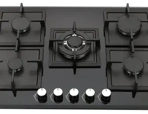 Fogão Cooktop 5 Bocas K&H Top a Gás com Superfície de Vidro Embutida de 30cm Fogão Cooktop 5 Bocas K&H Top a Gás com Superfície de Vidro Embutida de 30cm