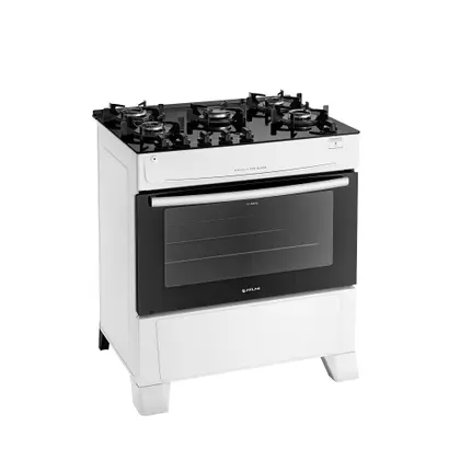 Fogão de Piso 5 Bocas Atlas Mônaco Top Glass com Acendimento Automático Branco Bivolt