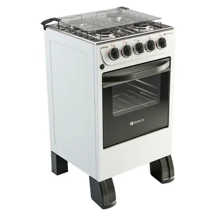 Fogão de Piso 4 Bocas Braslar New Sírius Plus Acendimento Automático Mesa de Inox Forno 46,3L