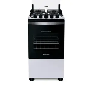 Fogão de Piso 4 Bocas Brastemp Duas Prateleiras com Alturas Ajustáveis Cor Branco Bivolt BFO4NBB Fogão de Piso 4 Bocas Brastemp Duas Prateleiras com Alturas Ajustáveis Cor Branco Bivolt BFO4NBB